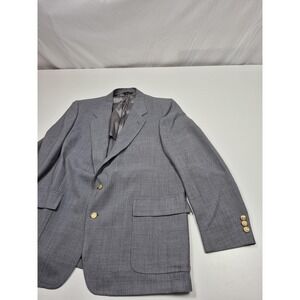 VTG PSC Blazer Mens 48 Gray Wool Gold Button Sport Coat Made USA Jacket